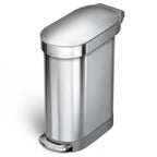 Stainless Steel 12-Gallon Narrow Kitchen Trash Can with Easy Step-on Lid