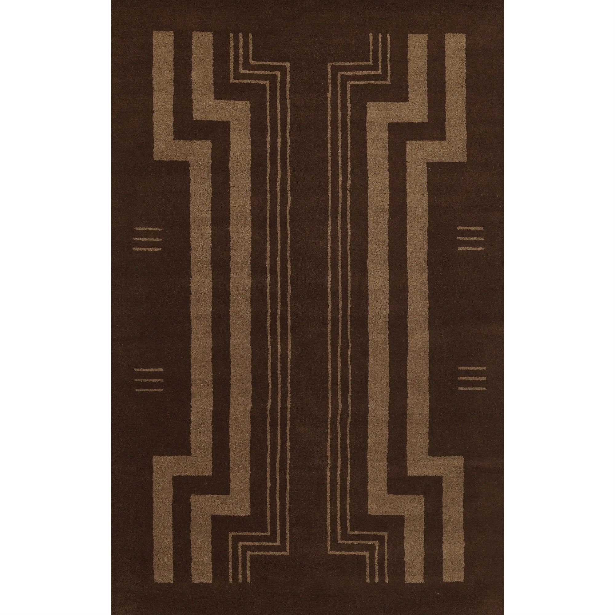 Momeni Simba Hand Tufted Wool Geometric Area Rug, Brown, 2 X 3