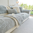 Luxury Plush Non-Slip Sofa Covers, Soft Fuzzy Embossed Sofa Topper & Seat Covers