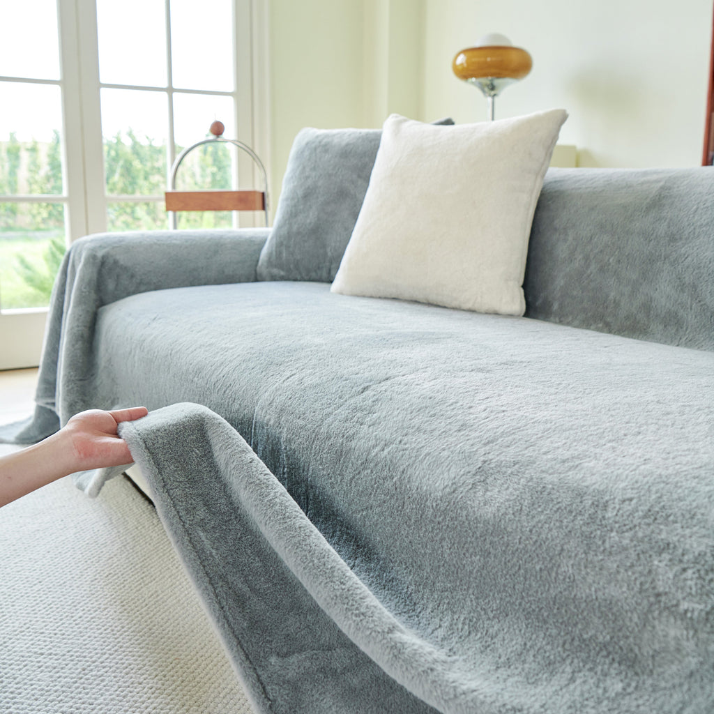 Faux Fur Smooth Plush Comfy Couch Covers, Soft Thicked Durable Blankets and Throws for Sofas