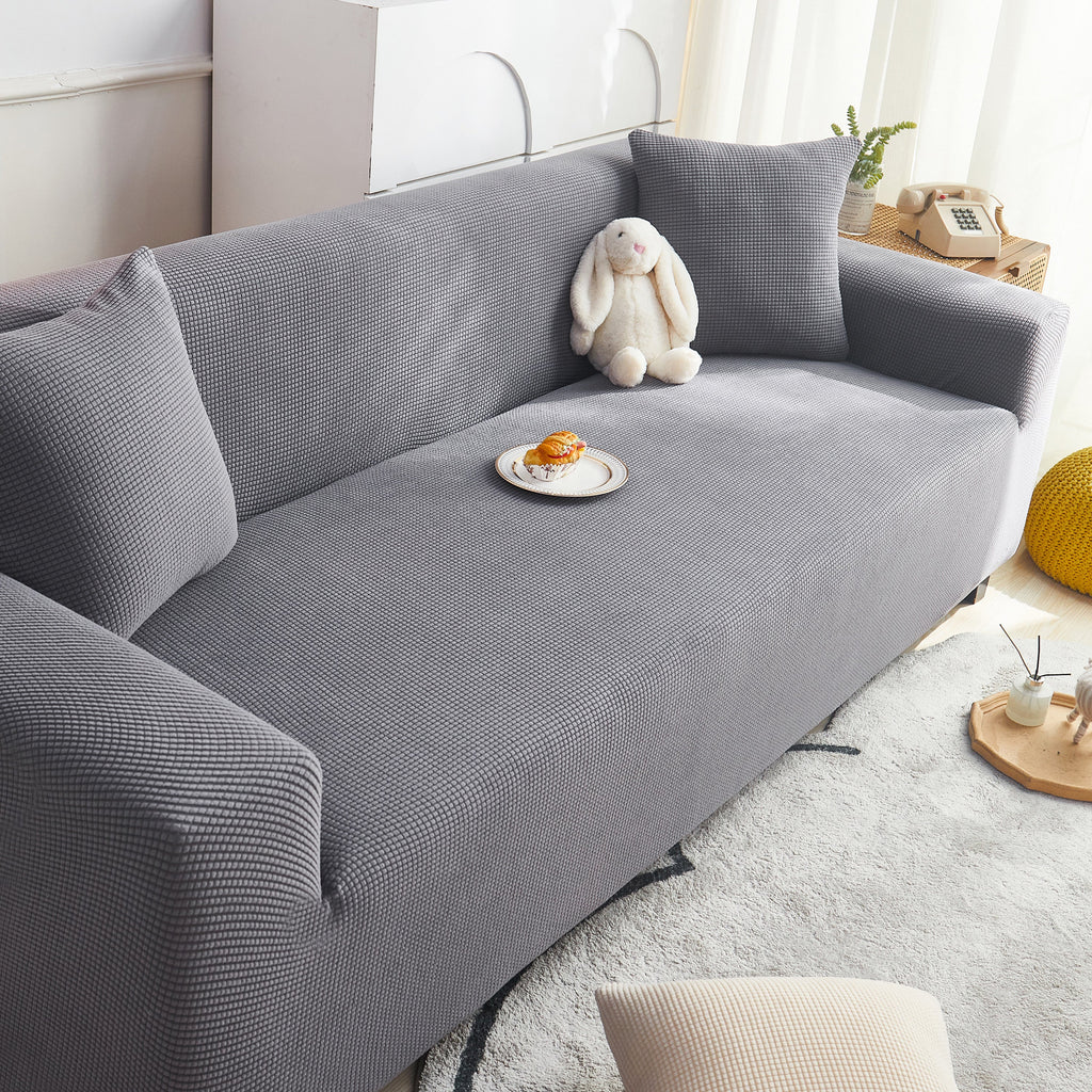 Grid Textured Stretch Sofa Cover, Soft Elastic Slipcover for Couch Protection