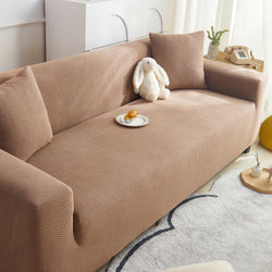 Grid Textured Stretch Sofa Cover, Soft Elastic Slipcover for Couch Protection
