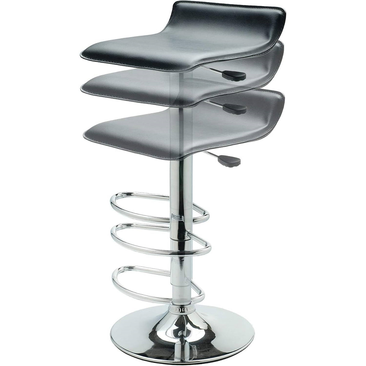 Modern Air-Lift Adjustable Bar Stools with Black PVC Seat