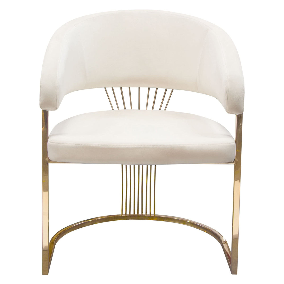Solstice Dining Chair In Cream Velvet W/ Polished Gold Metal Frame By Diamond Sofa