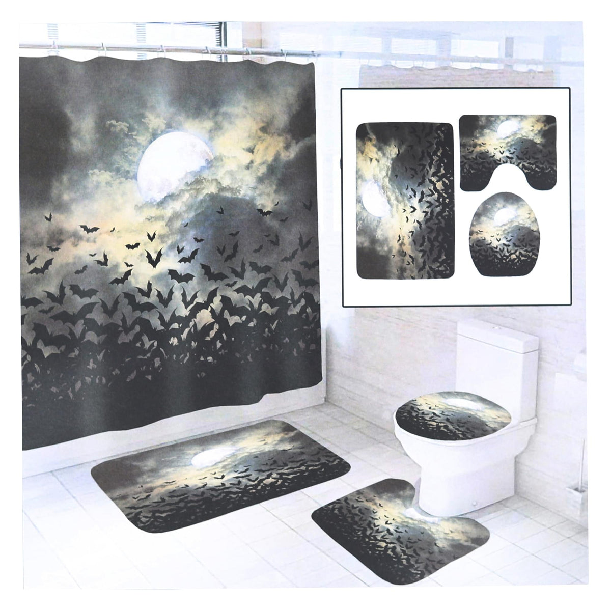 Halloween 4-Piece Bathroom Set  Bats