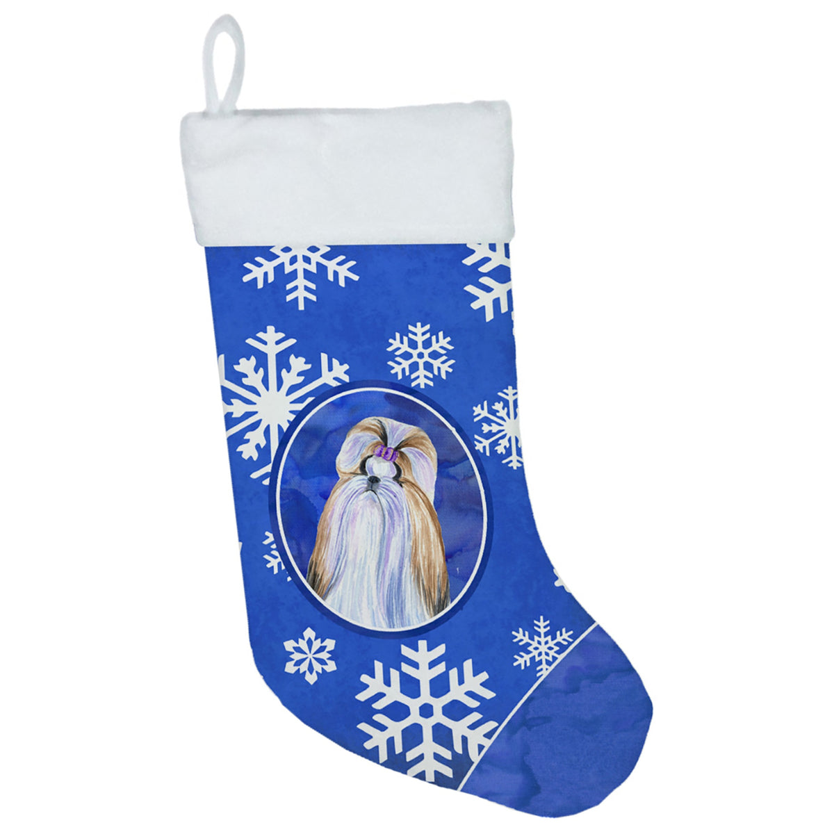 CarolineS Treasures Ss4603Cs Shih Tzu Winter Snowflakes Christmas Stocking, 11 X 18 Inch  Inch , Multicolor
