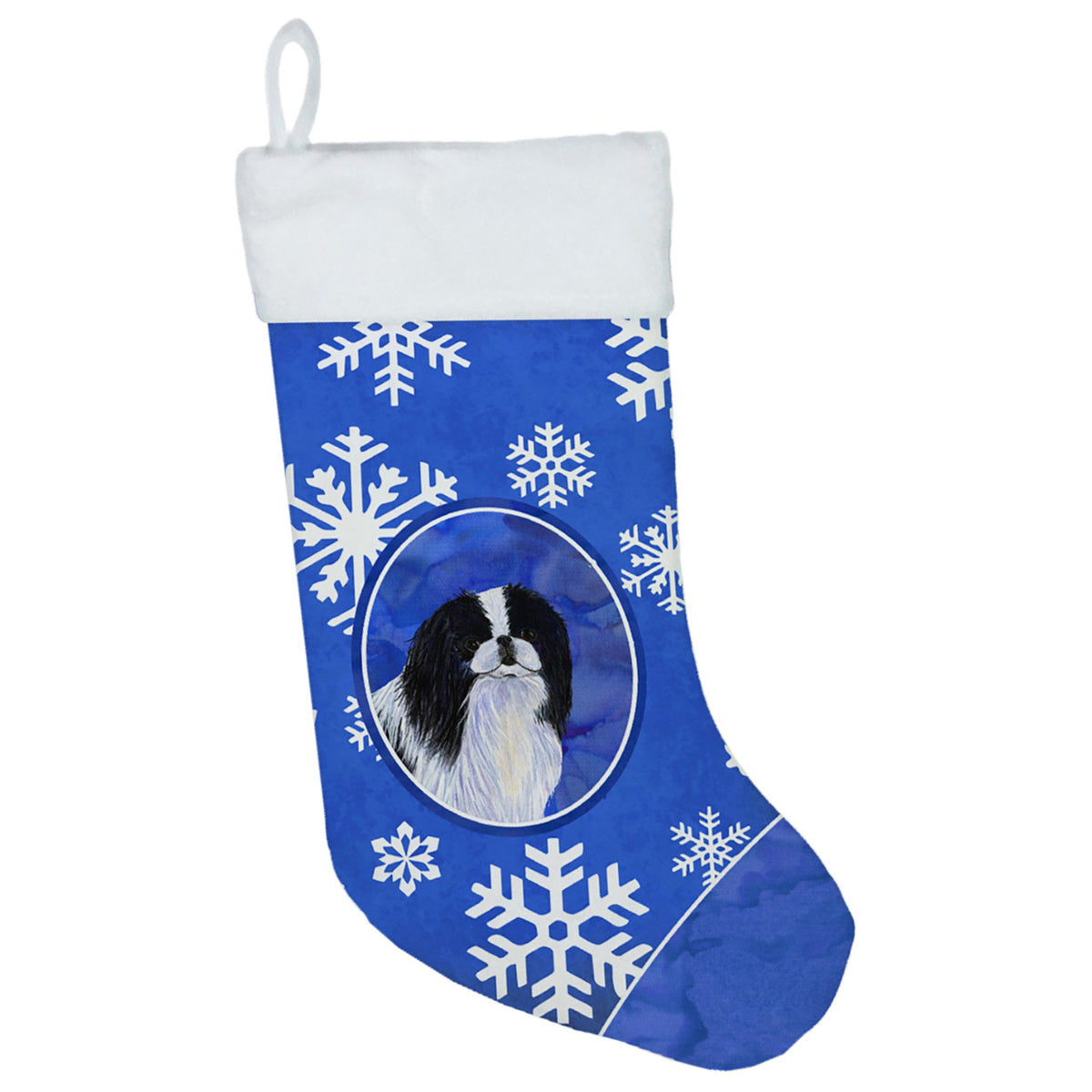 CarolineS Treasures Ss4605Cs Japanese Chin Winter Snowflakes Christmas Stocking, 11 X 18 Inch  Inch , Multicolor