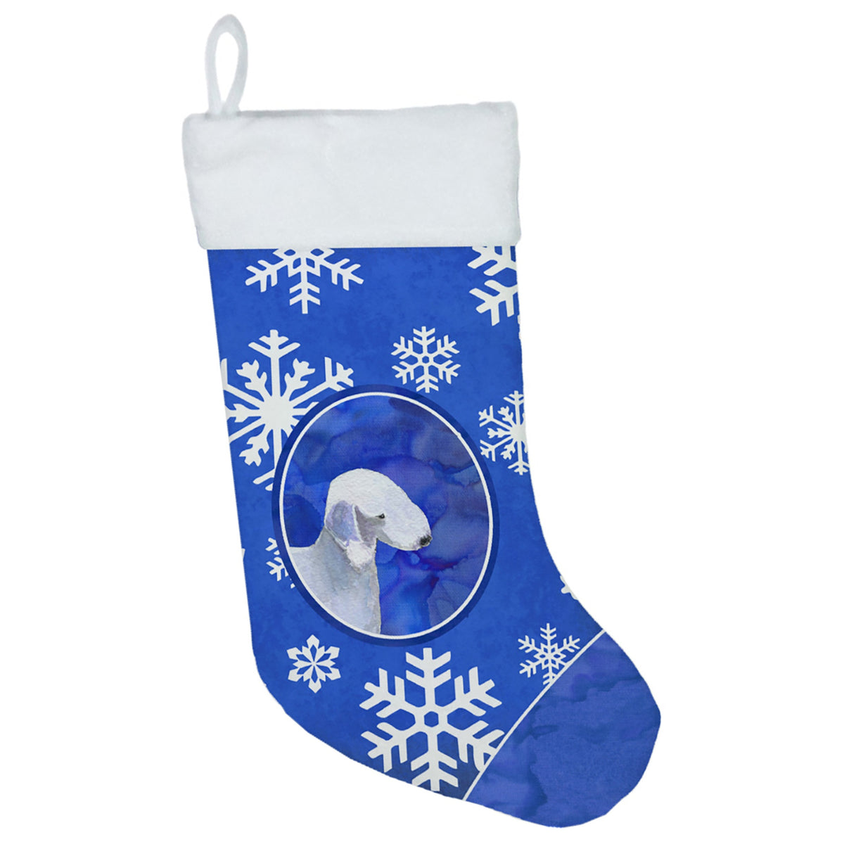 CarolineS Treasures Ss4621Cs Bedlington Terrier Winter Snowflakes Christmas Stocking, 11 X 18 Inch  Inch , Multicolor
