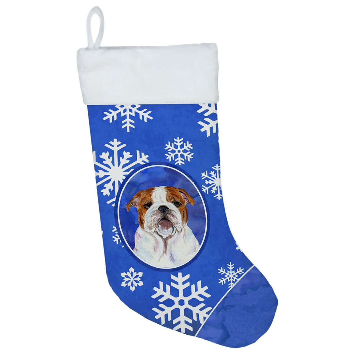 CarolineS Treasures Ss4622Cs Bulldog English Winter Snowflakes Christmas Stocking, 11 X 18 Inch  Inch , Multicolor