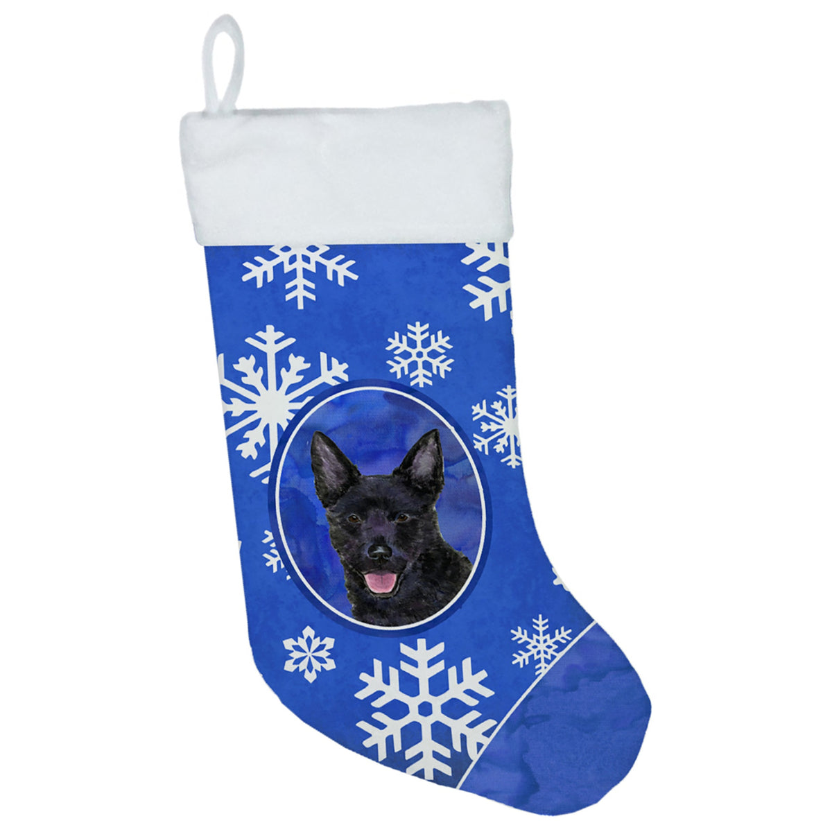 CarolineS Treasures Ss4636Cs Australian Kelpie Winter Snowflakes Christmas Stocking, 11 X 18 Inch  Inch , Multicolor