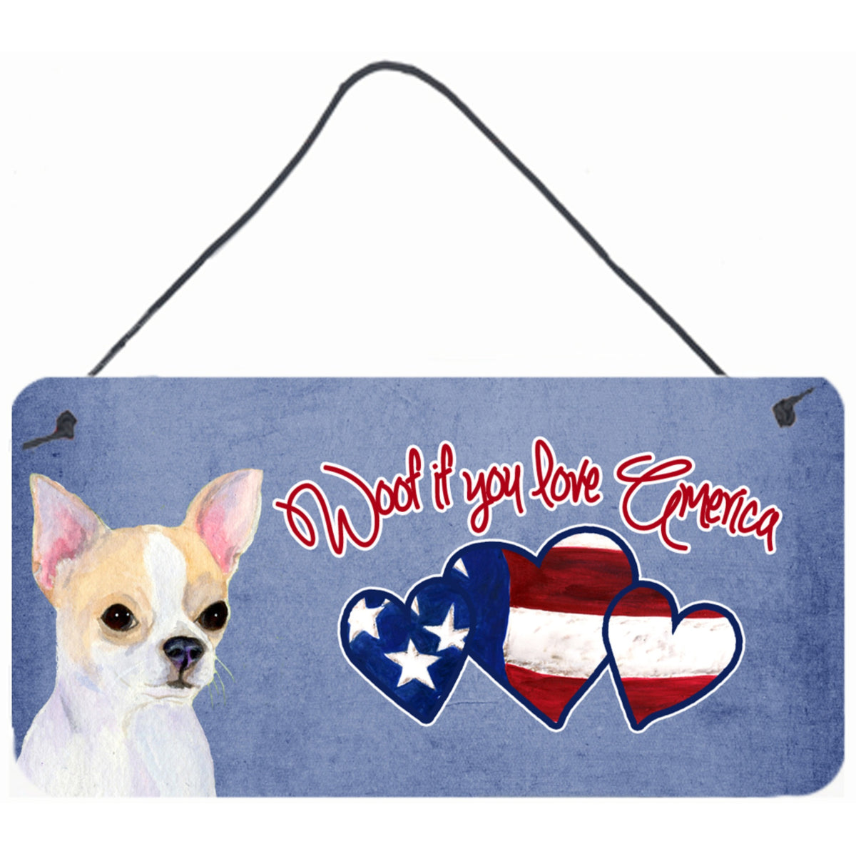 CarolineS Treasures Ss4986Ds612 Woof If You Love America Chihuahua Wall Or Door Hanging Prints, 6 X 12 Inch  Inch