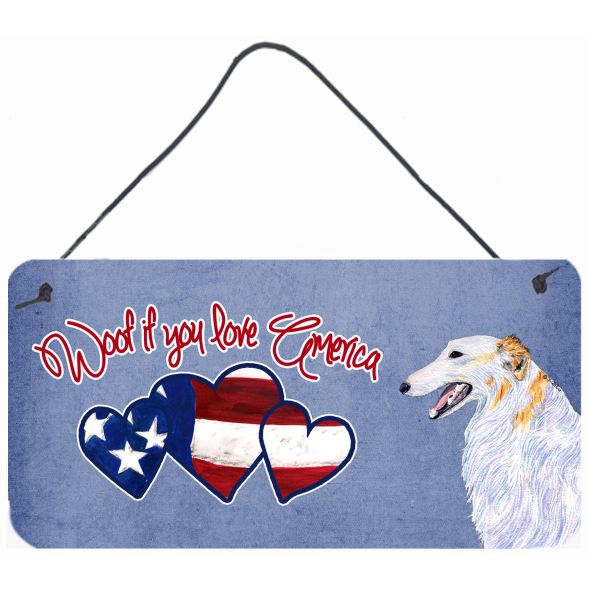 CarolineS Treasures Woof If You Love America Borzoi Wall Or Door Hanging Prints, 6 X 12 Inch  Inch