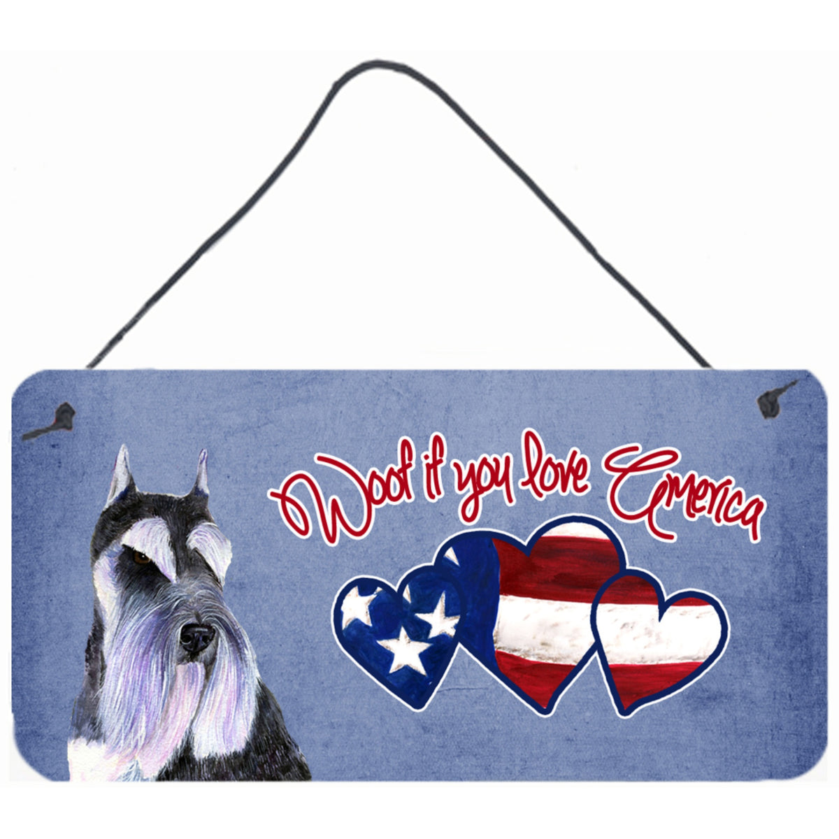 CarolineS Treasures Woof If You Love America Schnauzer Wall Or Door Hanging Prints, 6 X 12 Inch  Inch