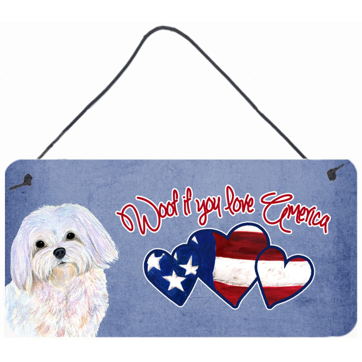 CarolineS Treasures Ss4994Ds612 Woof If You Love America Maltese Wall Or Door Hanging Prints, 6 X 12 Inch  Inch