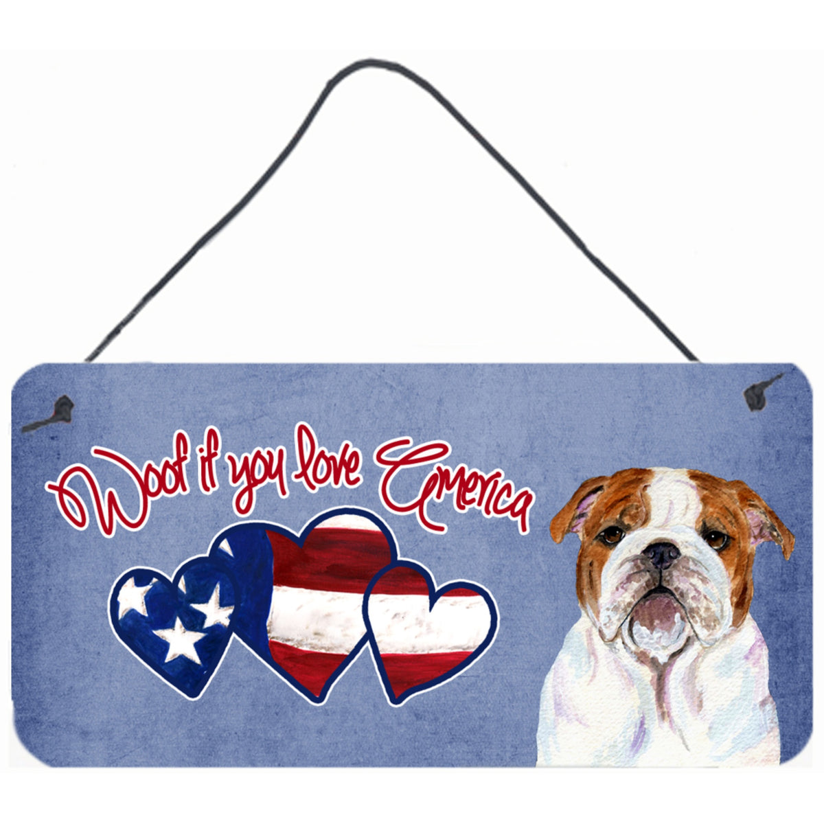 CarolineS Treasures Ss4996Ds612 Woof If You Love America English Bulldog Wall Or Door Hanging Prints, 6 X 12 Inch  Inch