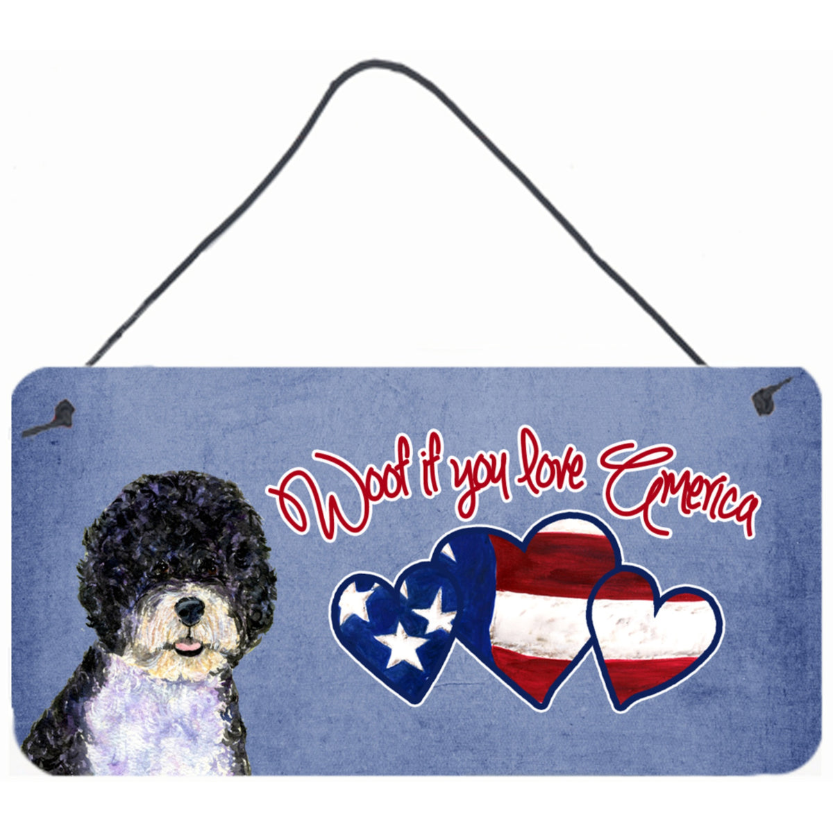 CarolineS Treasures Woof If You Love America Portuguese Water Dog Wall Or Door Hanging Prints, 6 X 12 Inch  Inch