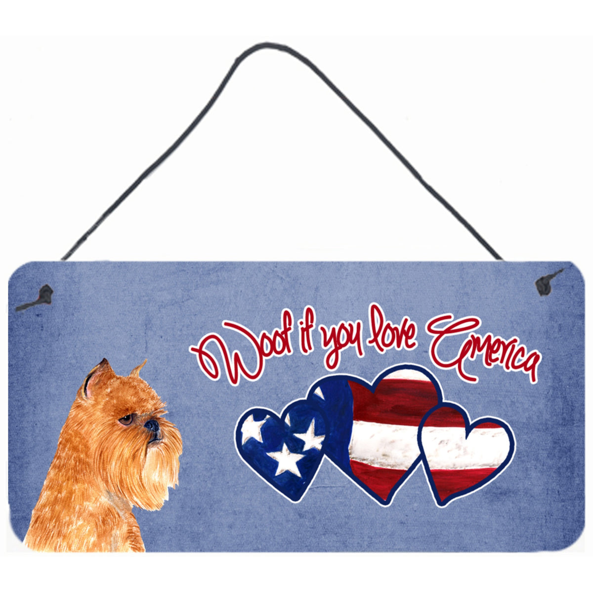 CarolineS Treasures Ss5005Ds612 Woof If You Love America Brussels Griffon Wall Or Door Hanging Prints, 6 X 12 Inch  Inch