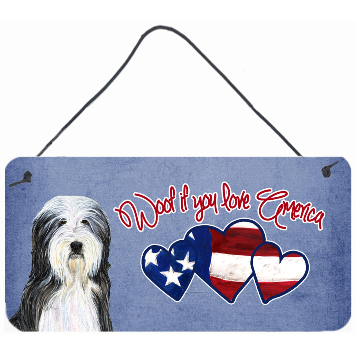CarolineS Treasures Ss5008Ds612 Woof If You Love America Bearded Collie Wall Or Door Hanging Prints, 6 X 12 Inch  Inch