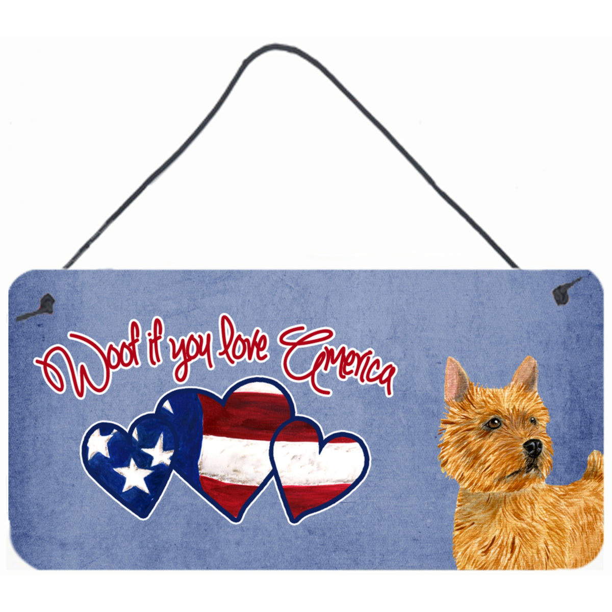 CarolineS Treasures Ss5010Ds612 Woof If You Love America Norwich Terrier Wall Or Door Hanging Prints, 6 X 12 Inch  Inch