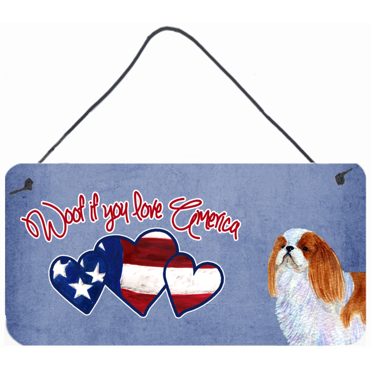 CarolineS Treasures Woof If You Love America English Toy Spaniel Wall Or Door Hanging Prints, 6 X 12 Inch  Inch