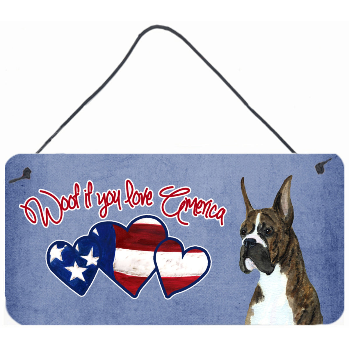 CarolineS Treasures Woof If You Love America Brindle Cropped Boxer Wall Or Door Hanging Prints, 6 X 12 Inch  Inch