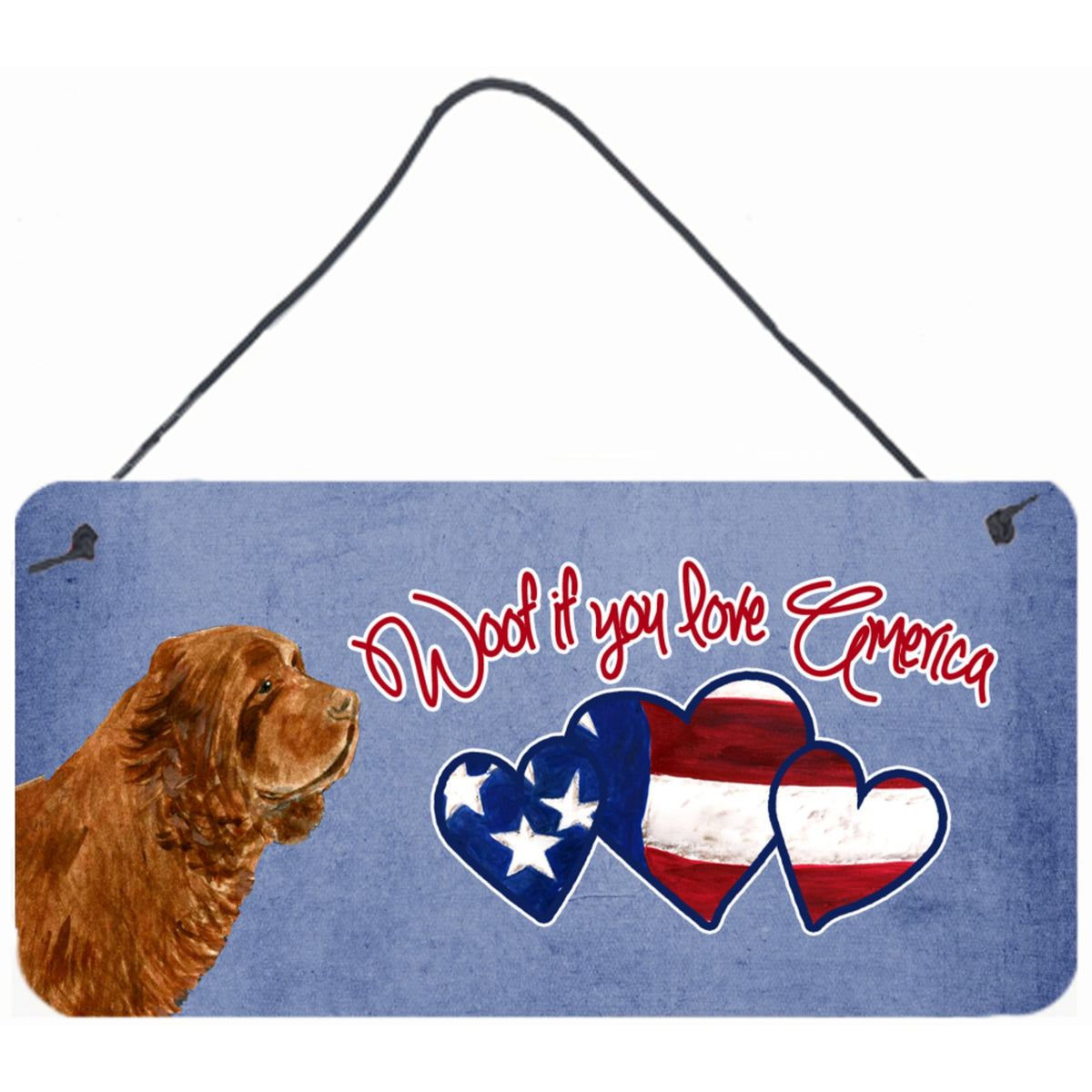 CarolineS Treasures Woof If You Love America Sussex Spaniel Wall Or Door Hanging Prints, 6 X 12 Inch  Inch
