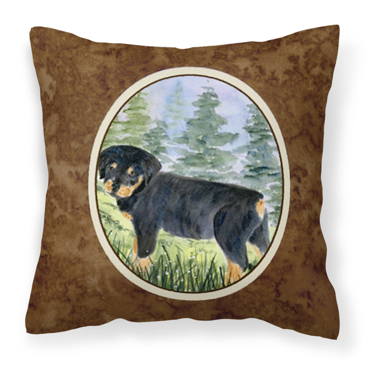'Caroline'S Treasures Ss8057Pw1414 Rottweiler Decorative Canvas Fabric Pillow, Large, Multicolor'
