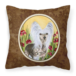 'Caroline'S Treasures Ss8185Pw1414 Chinese Crested Decorative Canvas Fabric Pillow, Large, Multicolor'