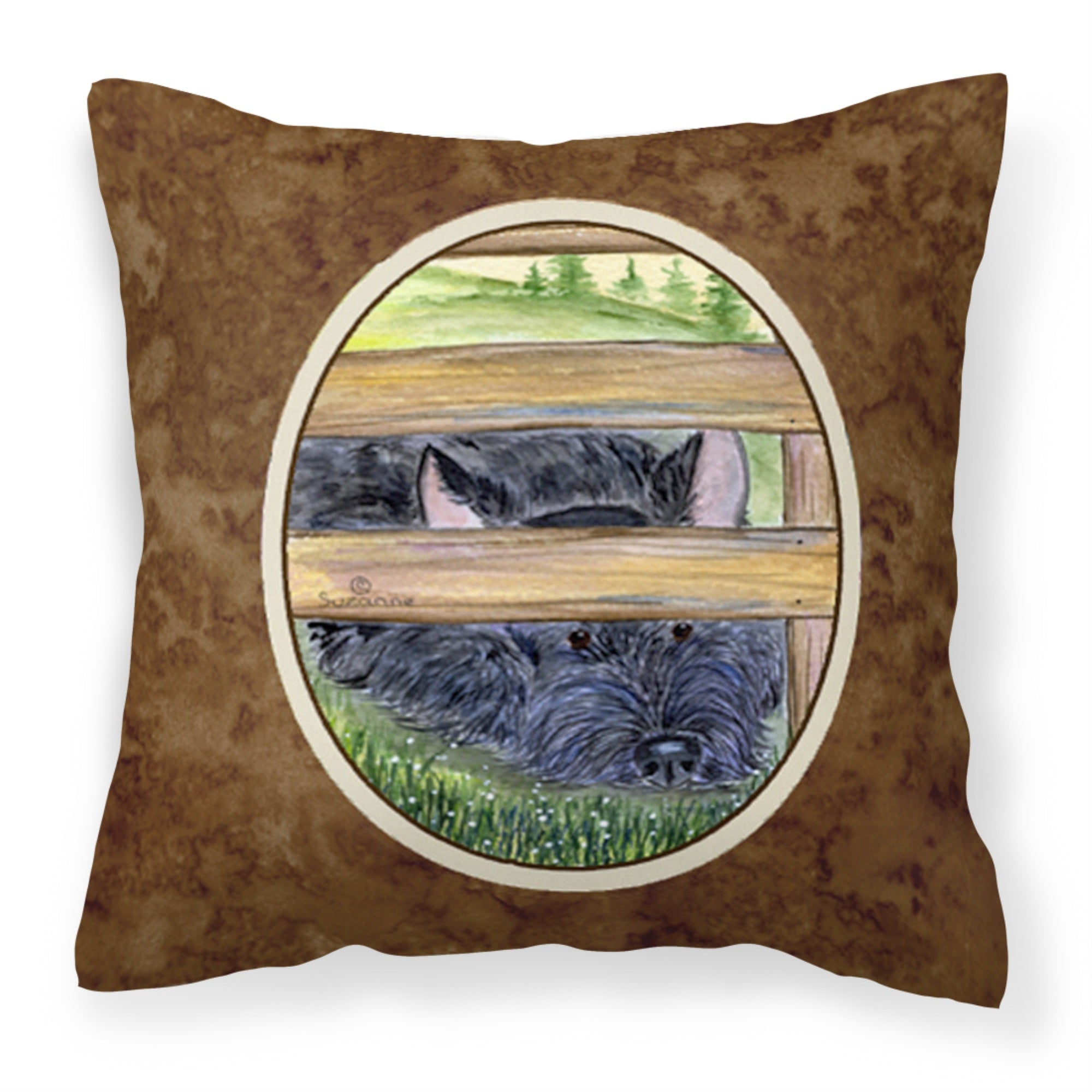 'Caroline'S Treasures Ss8193Pw1414 Scottish Terrier Decorative Canvas Fabric Pillow, Large, Multicolor'