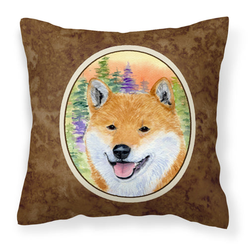 'Caroline'S Treasures Ss8234Pw1414 Shiba Inu Decorative Canvas Fabric Pillow, Large, Multicolor'
