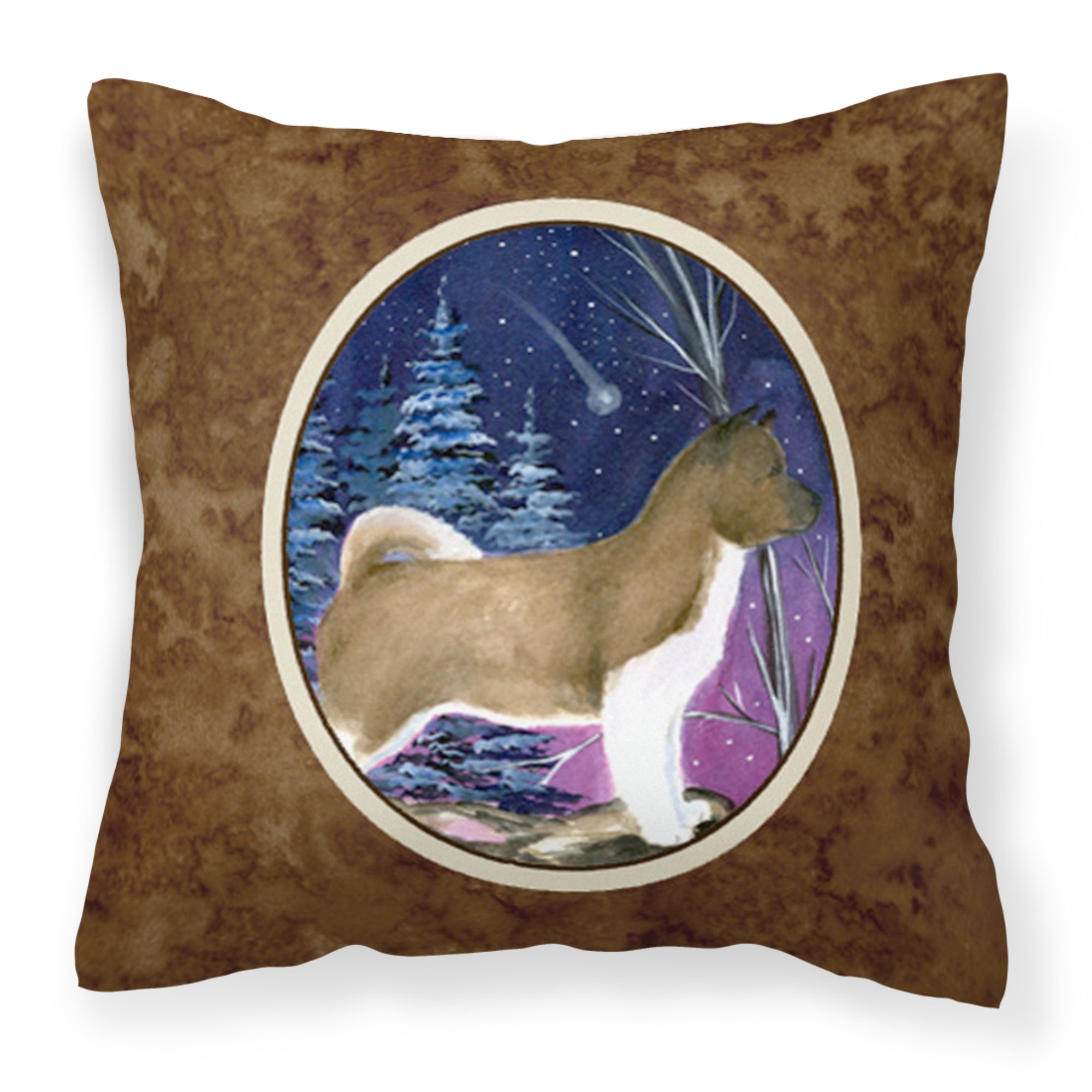 'Caroline'S Treasures Ss8352Pw1414 Starry Night Akita Decorative Canvas Fabric Pillow, Large, Multicolor'