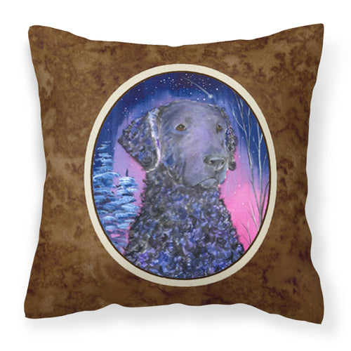 'Caroline'S Treasures Ss8354Pw1414 Starry Night Curly Coated Retriever Fabric Pillow, Large, Multicolor'