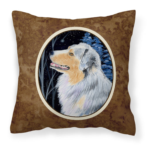 'Caroline'S Treasures Ss8382Pw1414 Starry Night Australian Shepherd Fabric Pillow, Large, Multicolor'