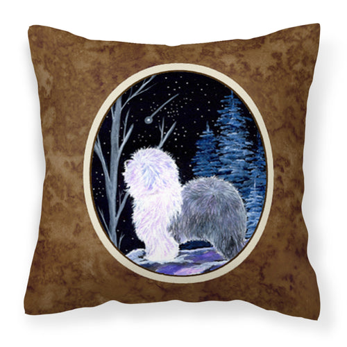 'Caroline'S Treasures Ss8401Pw1414 Starry Night Old English Sheepdog Fabric Pillow, Large, Multicolor'