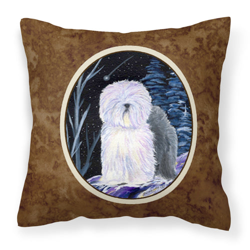 'Caroline'S Treasures Ss8406Pw1414 Starry Night Old English Sheepdog Fabric Pillow, Large, Multicolor'