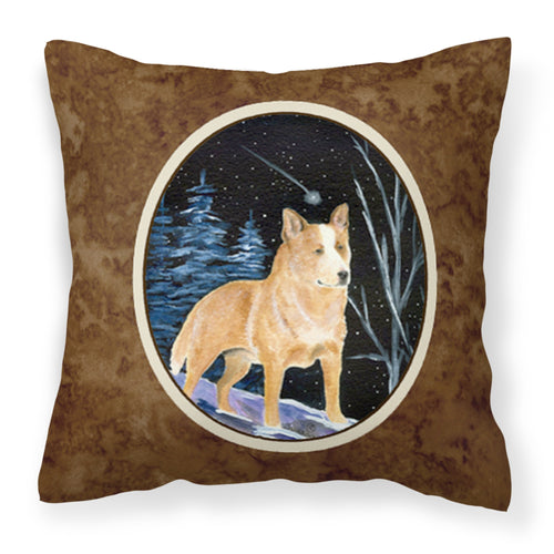 'Caroline'S Treasures Ss8407Pw1414 Starry Night Australian Cattle Dog Fabric Pillow, Large, Multicolor'