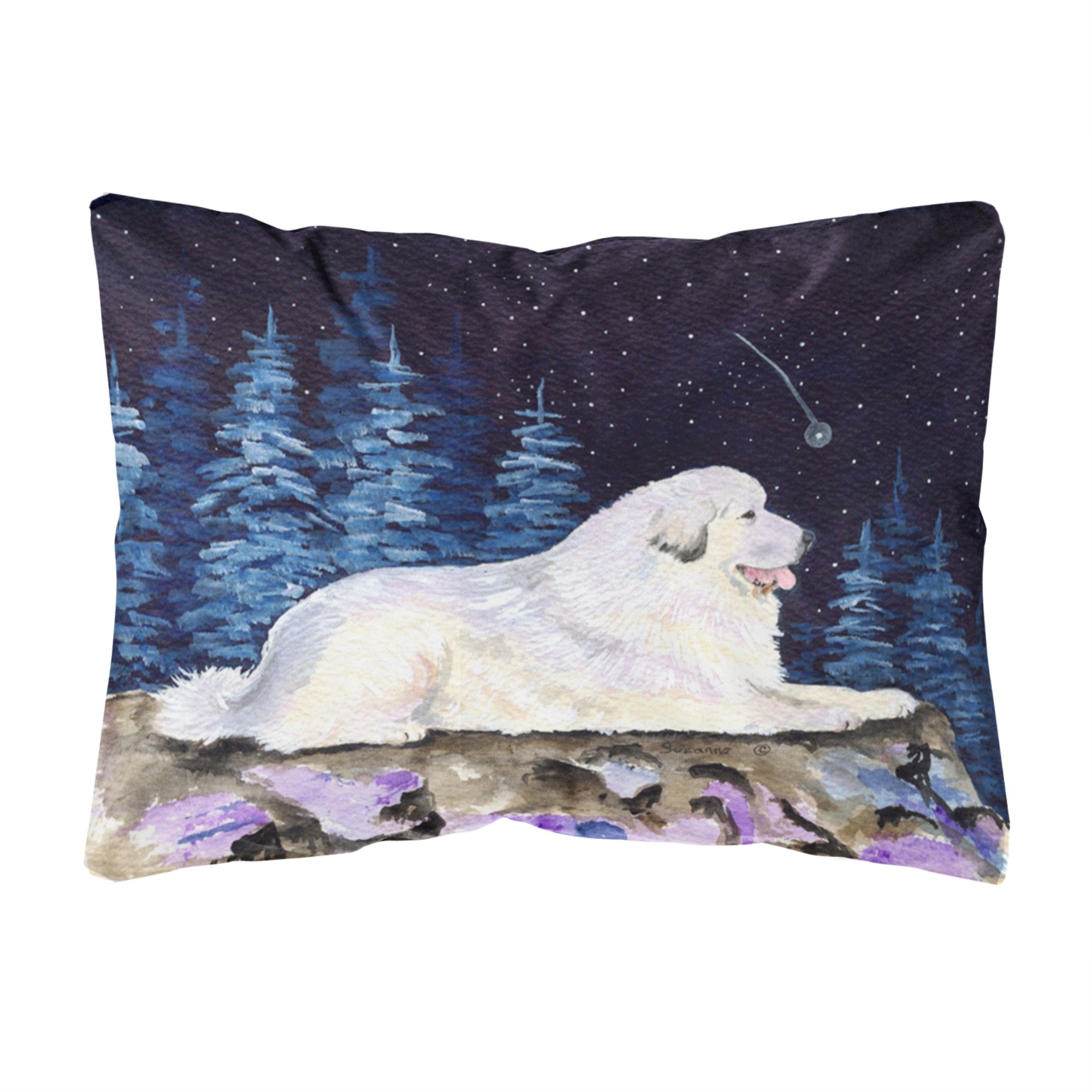 'Caroline'S Treasures Starry Night Great Pyrenees Decorative Canvas Fabric Pillow, Large, Multicolor'