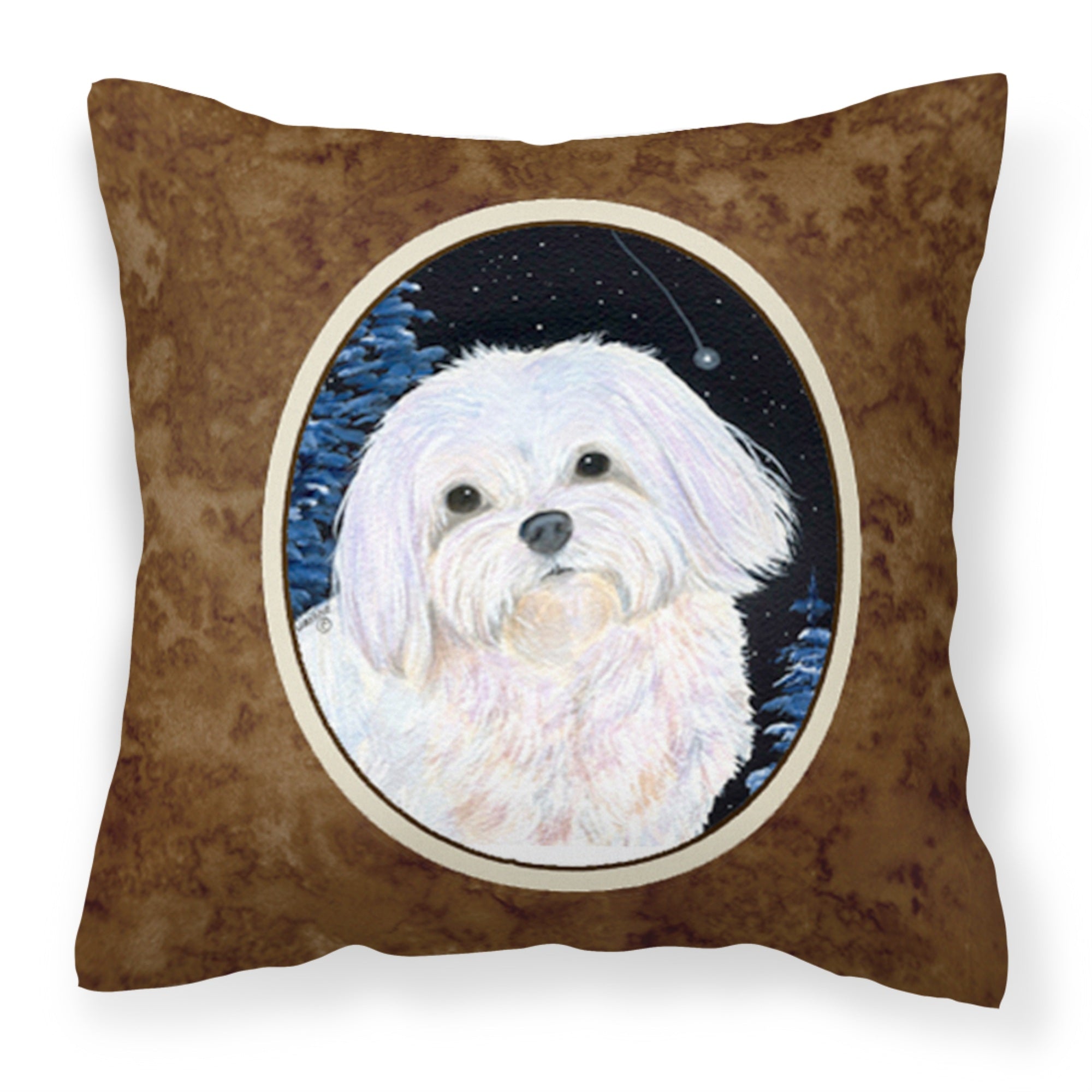 'Caroline'S Treasures Ss8460Pw1414 Starry Night Maltese Decorative Canvas Fabric Pillow, Large, Multicolor'