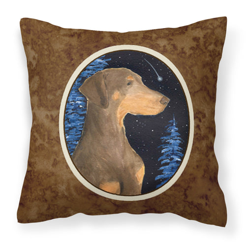'Caroline'S Treasures Ss8462Pw1414 Starry Night Doberman Decorative Canvas Fabric Pillow, Large, Multicolor'