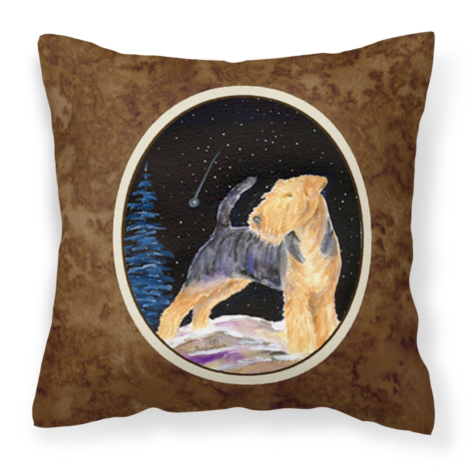 'Caroline'S Treasures Ss8464Pw1414 Starry Night Welsh Terrier Fabric Pillow, Large, Multicolor'