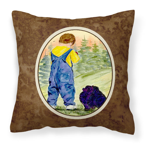 'Caroline'S Treasures Ss8544Pw1414 Little Boy With His Pomeranian Fabric Pillow, Large, Multicolor'