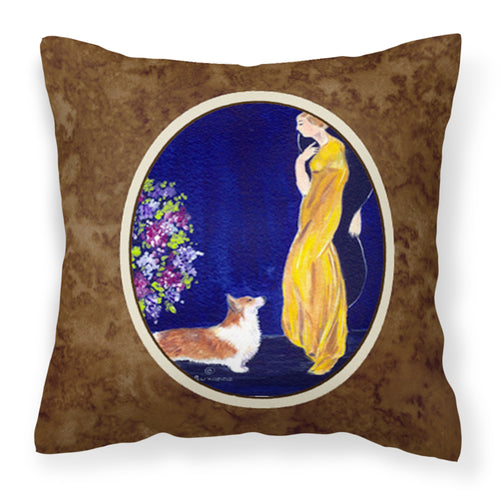 'Caroline'S Treasures Ss8546Pw1414 Lady With Her Corgi Decorative Canvas Fabric Pillow, Large, Multicolor'