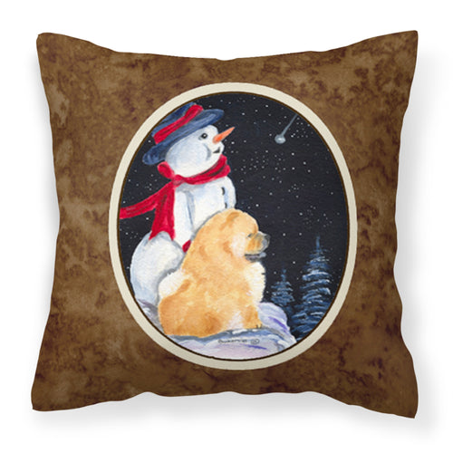 'Caroline'S Treasures Ss8554Pw1414 Snowman With Chow Chow Decorative Canvas Fabric Pillow, Large, Multicolor'