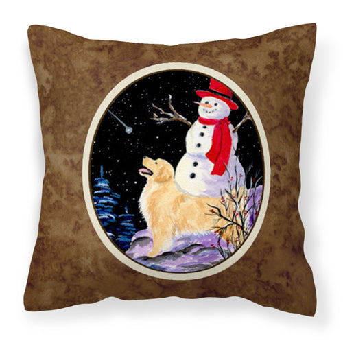 'Caroline'S Treasures Ss8579Pw1414 Golden Retriever With Snowman In Red Hat Pillow, Large, Multicolor'