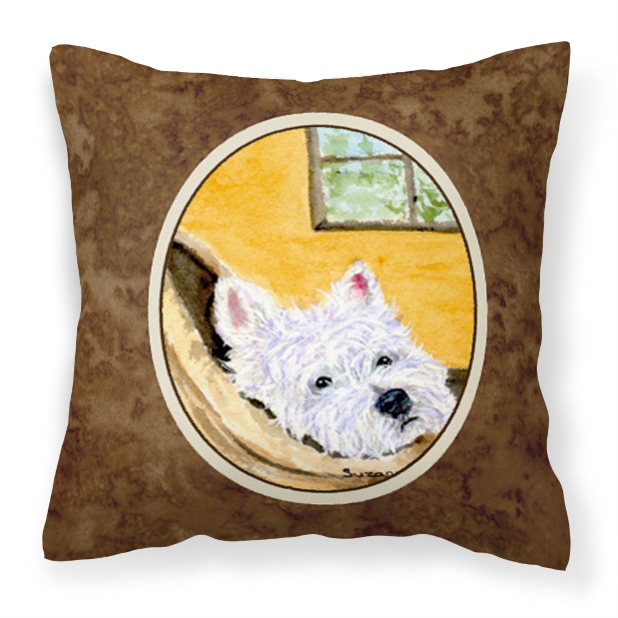 'Caroline'S Treasures Ss8785Pw1414 Westie Decorative Canvas Fabric Pillow, Large, Multicolor'