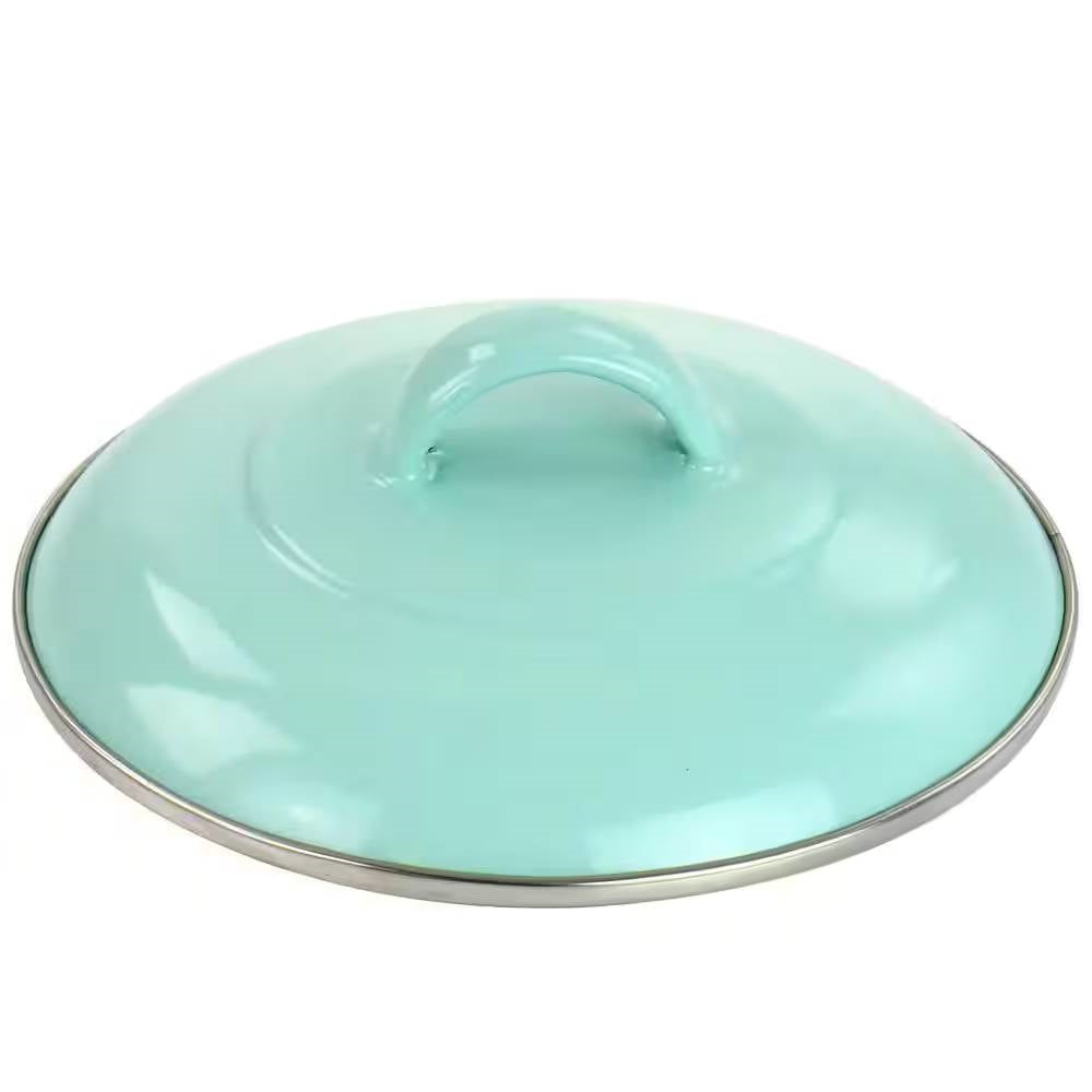Small 1-Quart Turquoise Enameled Steel Dutch Oven with Lid