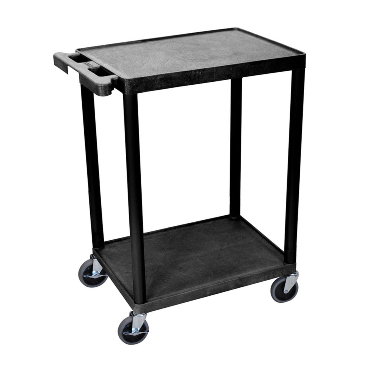 Ergode 33 Inch Mobile Rolling Multipurpose Utility Cart With 2 Flat Shelf, 4 Inch Casters And Ergonomic Push Handle  Great For