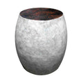 Ergode Mahogany Wood Sea Crest Silver White Capiz Shell Coco Round Accent Stool