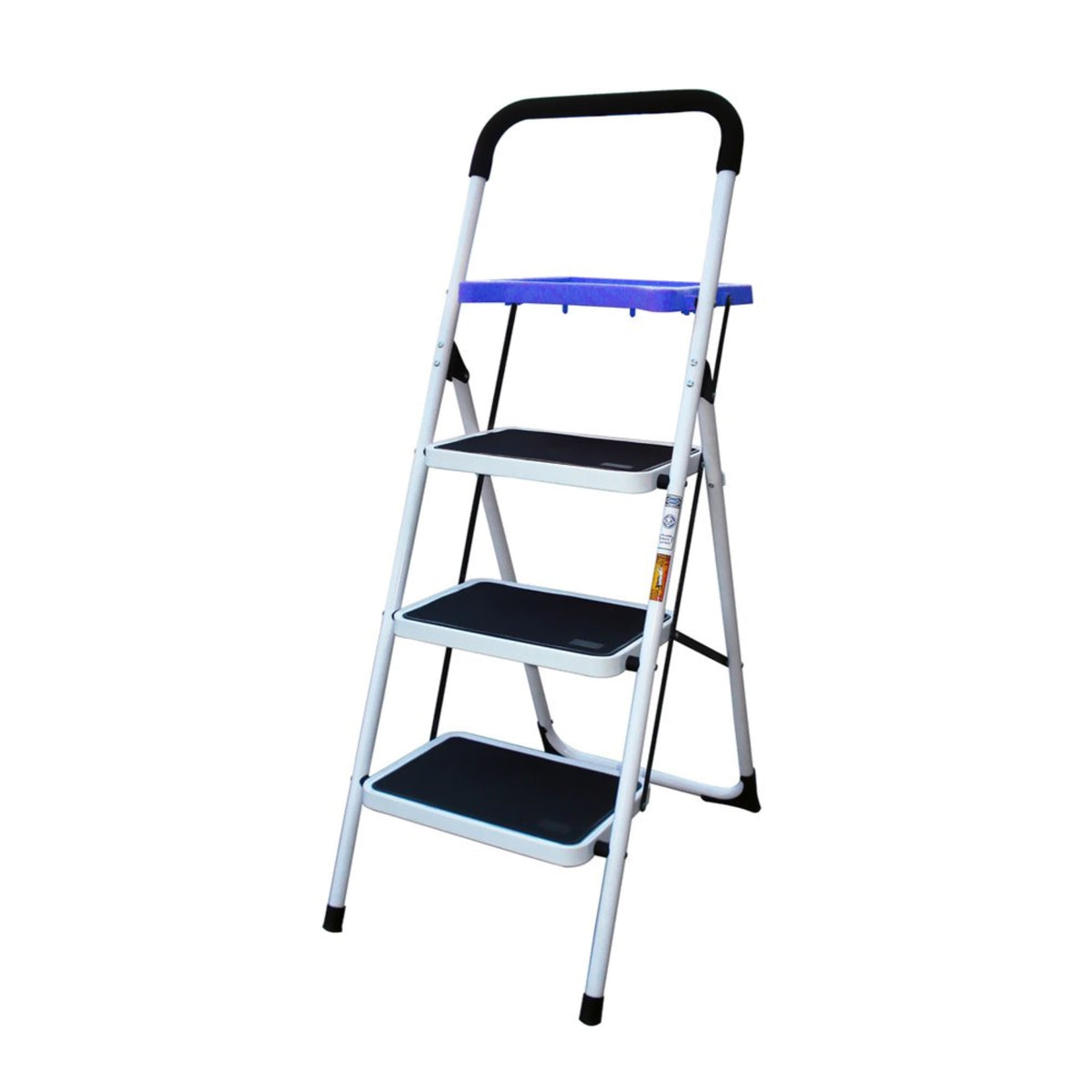 Offex Easy Grip Handle Three Step Utility Stool With Utility Tray