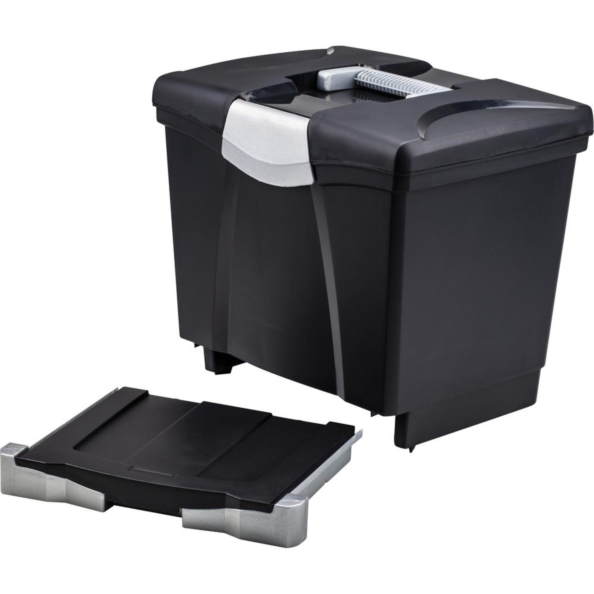 Storex Portable file Box with Drawer - External Dimensions: 11.5 Width x 14.3 Depth x 13 Height - Latch Lock Closure - Pla